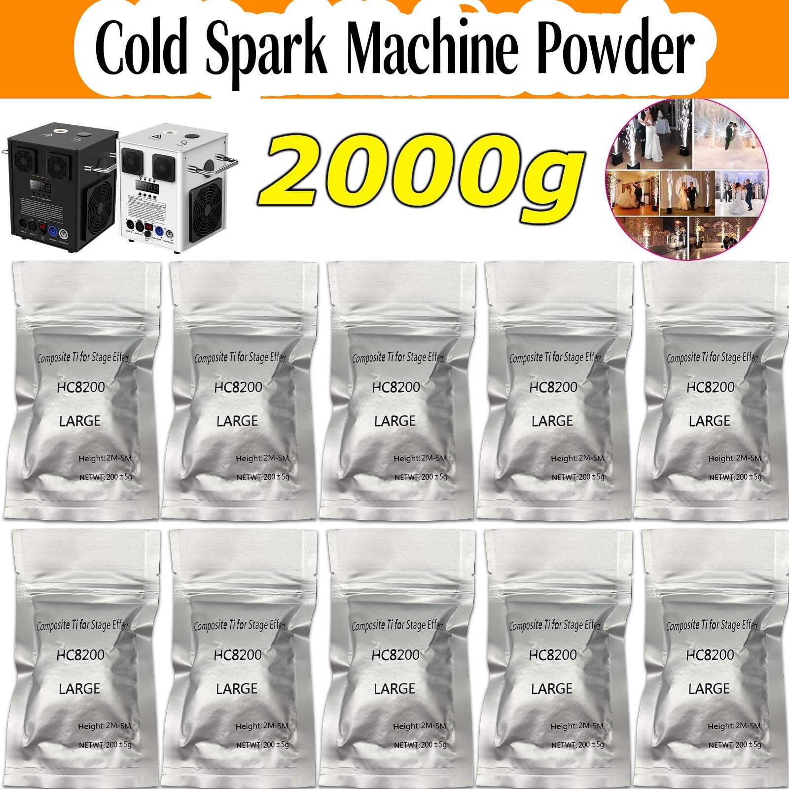 10pcs Cold Spark Machine Powder, Ti Powder Cold Spark Firework for Stage Wedding ,DJ Show ,Parties